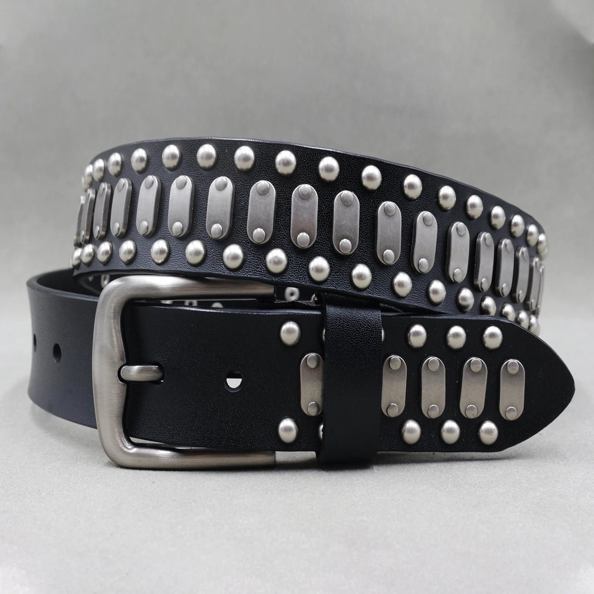 Cinturón de cuero genuino estilo punk heavy metal, cinturones de hip hop para hombre con remaches de cruz, cinturón para vaqueros, correa masculina, cinturón de diseñador para hombre