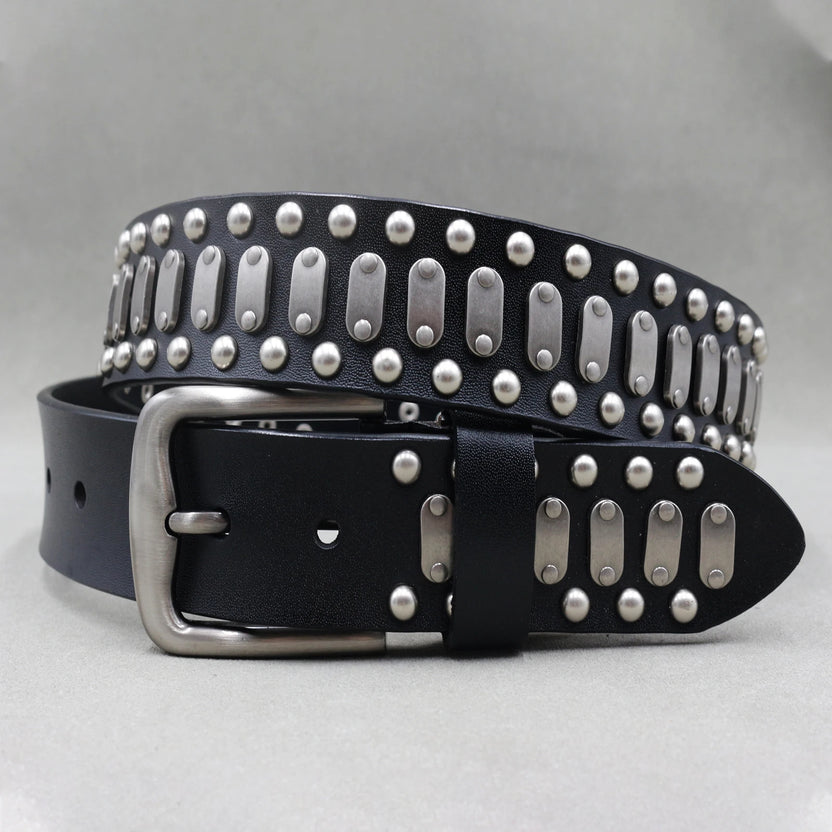 Heavy Metal Punk Belt Genuine Leather Hip Hop Belts for Men Cross Rivet Jeans Belt Male Strap Ceinture Homme Designer Belt