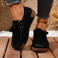 Women's Large Size Wedge Heel Casual Lace-Up Sneakers with Rubber Sole
