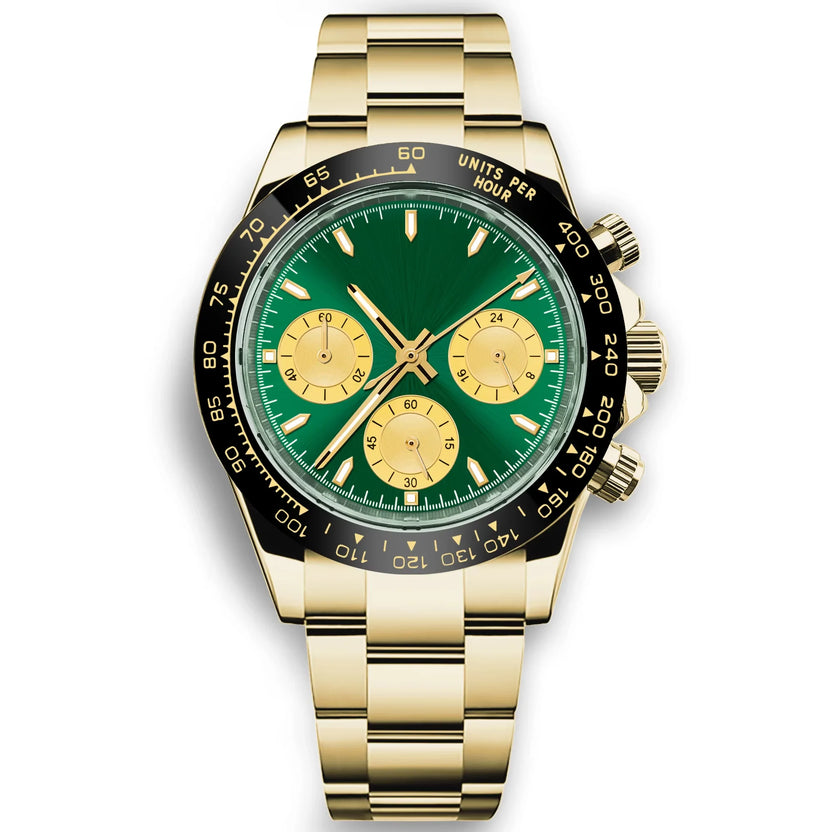 Spersonalizowany męski luksusowy zegarek kwarcowy 39 mm, chronograf, modny, szafirowy, sportowy, bransoleta ze stali, zegarek na rękę Corgeut