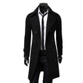 Simple Trench Coat  Double-Breasted Male Men Coat  Coldproof Pure Color Jacket