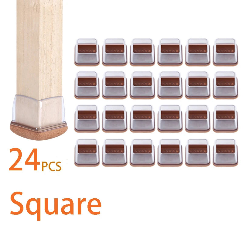 24 PCS Chair Leg Protectors for Hardwood Floors Thick Felt Pads Table Furniture Leg Cover Smooth Moving Chair Feet Caps Square