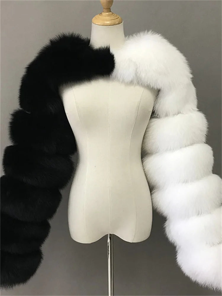 Winter Warm Clothes 2022 Pink Black Faux Fur Coats Women Long Sleeve Crop Top Gray White Faux Fur Jackets for Women Wholesale
