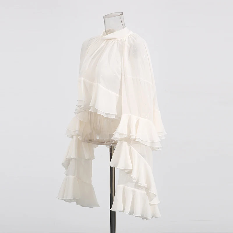Blusa holgada y transparente de algodón y poliéster para mujer de TWOTWINSTYLE