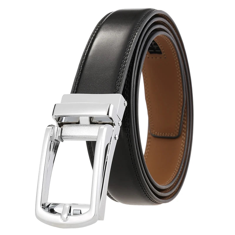 Cinturón de piel auténtica para hombre 2022, hebilla automática de aleación dura, cinturón de negocios de piel de vaca natural de 31 mm, fajín sin agujeros para traje masculino