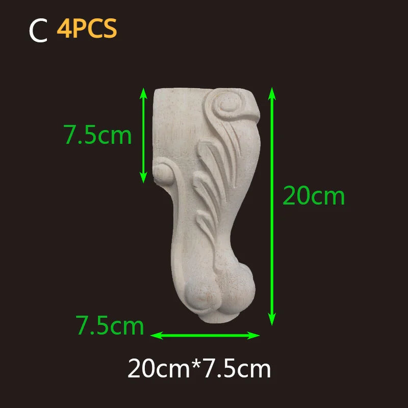 2-4pcs Wood Furniture Legs Sofa Couch Chair Ottoman Loveseat Coffee Table Cabinet Feet Bun Foot Wood Bend Appliques Onlays