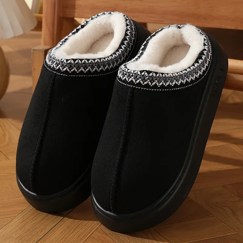 New Fashion Fluffy Platform Slippers for Women 2025 Winter Plush Warm Cotton Shoes Woman Comfort Non Slip Unisex Home Slippers