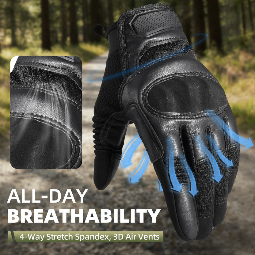 Guantes tácticos de dedos completos de piel sintética para airsoft, combate, paintball, trabajo, ciclismo, pantalla táctil, antideslizantes, equipo de protección para hombre