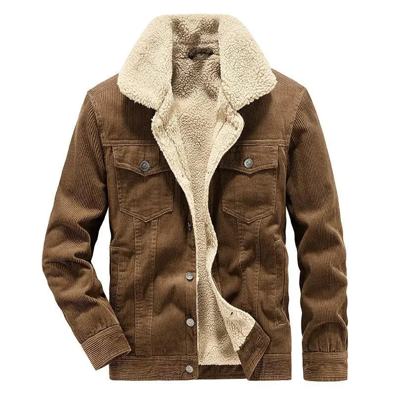Men's Wear Single Breasted Loose Jacket Men's Corduroy Jacket Coat Winter Casual Plush Jacket Fashion Coat Outfit Winproof Coats