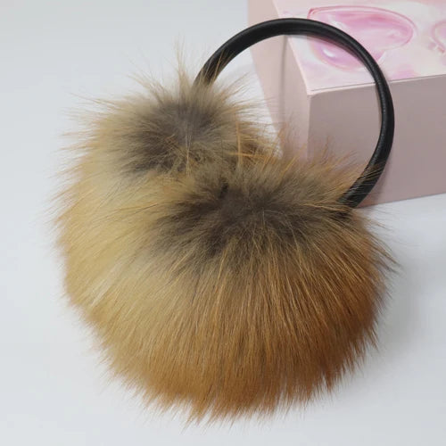 Real Fox Raccoon Fur Hang Ear Cover Warm Winter Earmuffs Headwear Ear Muffs Earmuffs Cold Ear Warmer Ear Protection Headband