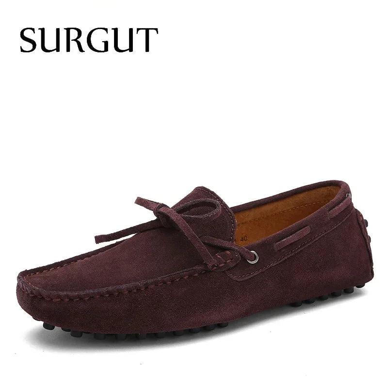 Mocasines de conducción para hombre SURGUT, calzado náutico de piel auténtica, zapatos planos informales transpirables, novedad de moda primavera-verano