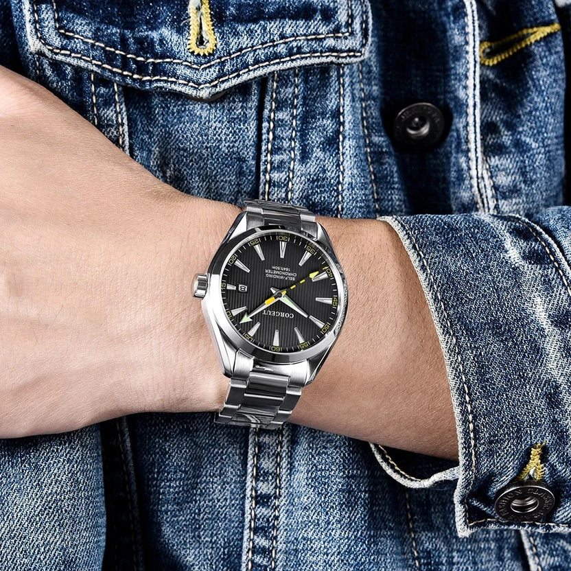 Męski zegarek mechaniczny z automatycznym naciągiem NH35, personalizowane logo, szkło szafirowe, 41 mm, zegarek męski ze stali nierdzewnej z datownikiem