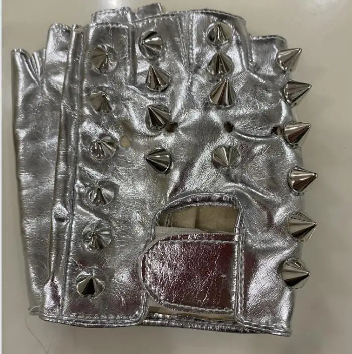 Guante de piel sintética con remaches punk para niños, guante con remaches para baile, rock and roll y jazz, modelo R388