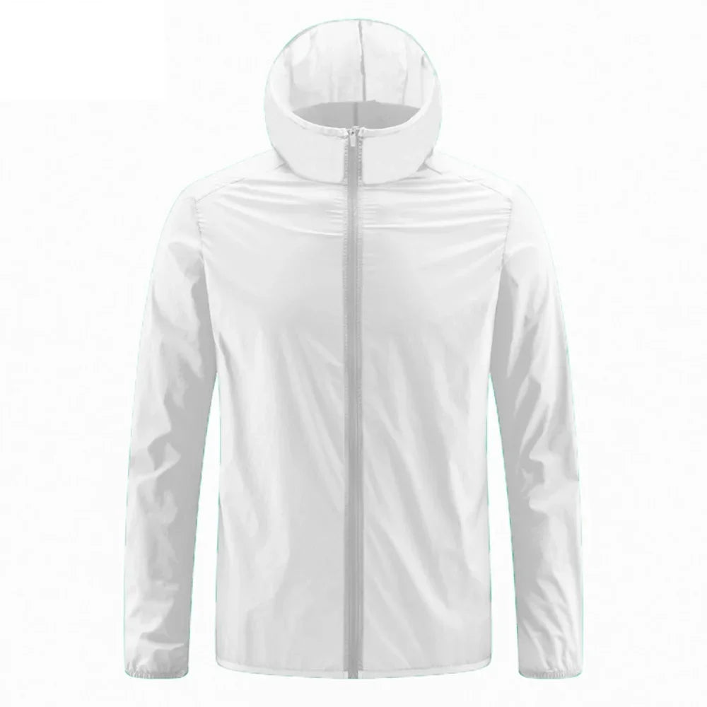 Chaqueta de verano para hombre con protección solar, ligera, transpirable, de seda de hielo, con capucha, de secado rápido, resistente a los rayos ultravioleta para exteriores.