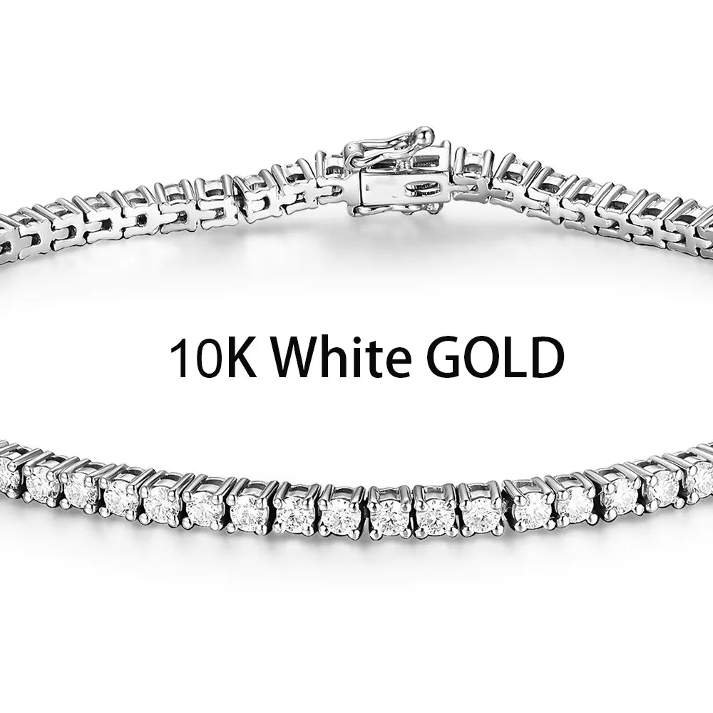 Pulsera de moissanita Kuololit para mujer, de oro amarillo sólido de 14K o 10K, pulsera de tenis de moissanita con certificación GRA, regalo de compromiso o Navidad