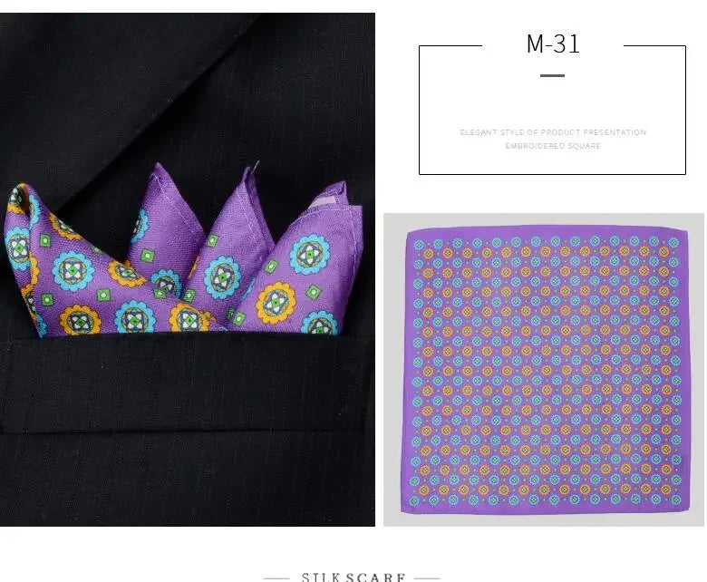 Men Silk Pocket Square British Style Suit Chest Flower Wedding Fashion Business Formal