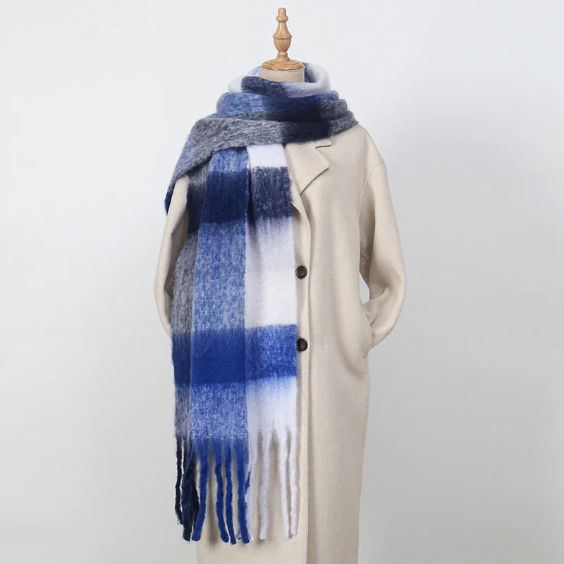 2026 Winter Thick Warm Scarf Women Cashmere Shawl and Wraps Pashmina Neckerchief Bufanda Female Rainbow Hairy Tessel Echarpe New