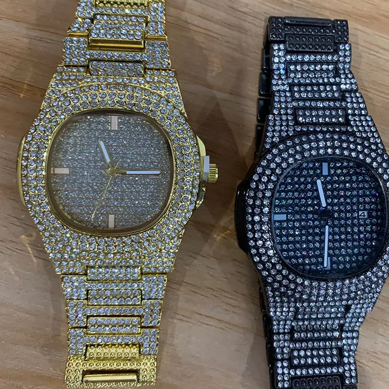 Fashion Hot  Unisex Watch Iced Out Quartz Watch Men Diamond Steel Hip Hop Watches  Top Brand Luxury Woman Clock Reloj Hombre