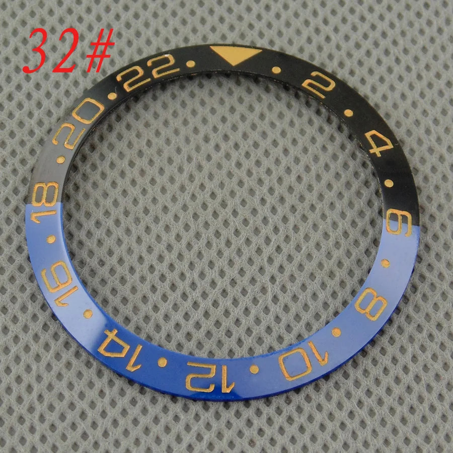 Inserto de bisel de cerámica negro, azul, blanco y verde de 38 mm para reloj automático para hombre Submariner de 40 mm