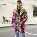 2025 Men Leopard Print Winter Jacket Cardigan Coat Warm Parkas Outwear Thick Faux Fur Plush Fleece Coats Multicolor Overcoat