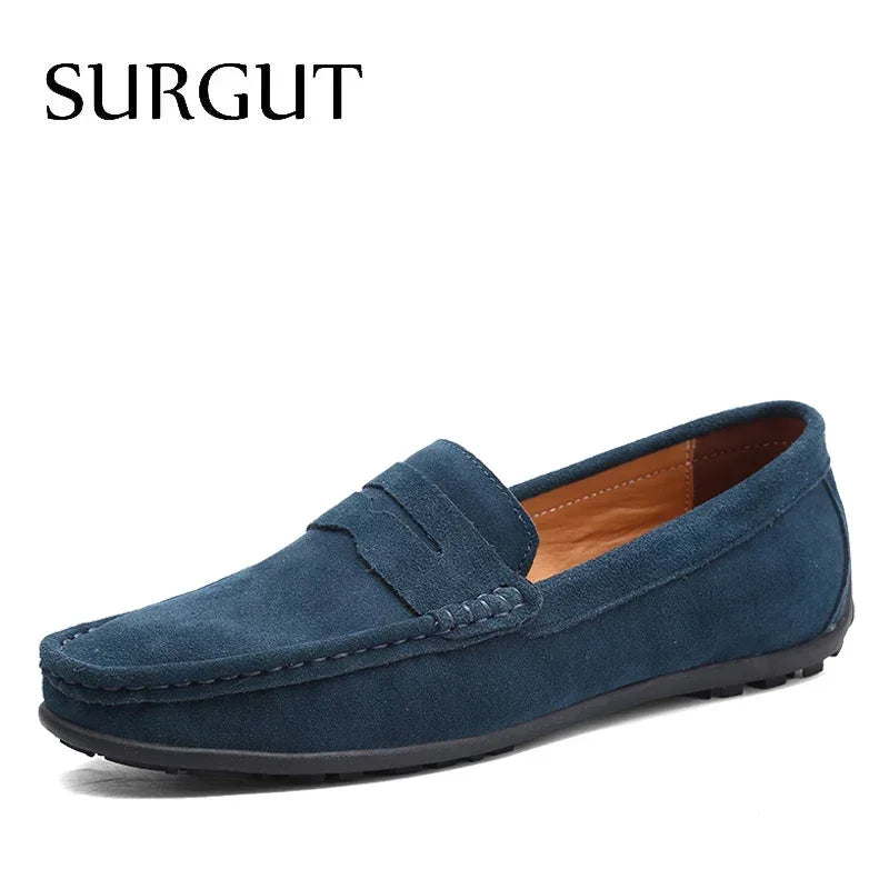 Mocasines de verano para hombre marca SURGUT, estilo casual, suaves, de alta calidad, zapatos planos de cuero auténtico, estilo italiano para conducir.