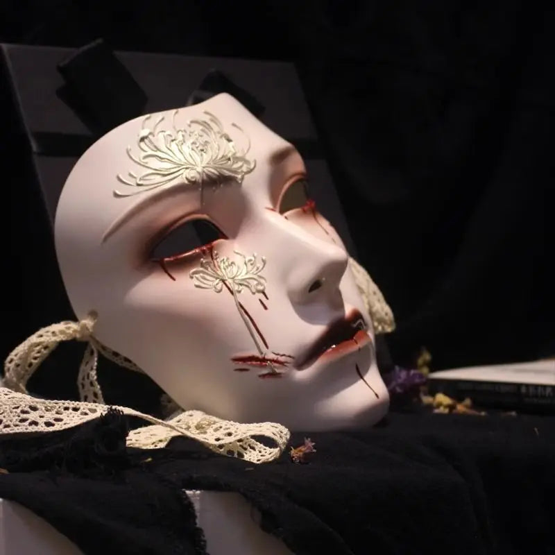 Chinese Style Full Face Hand Painted Manjusaka Cosplay Mask