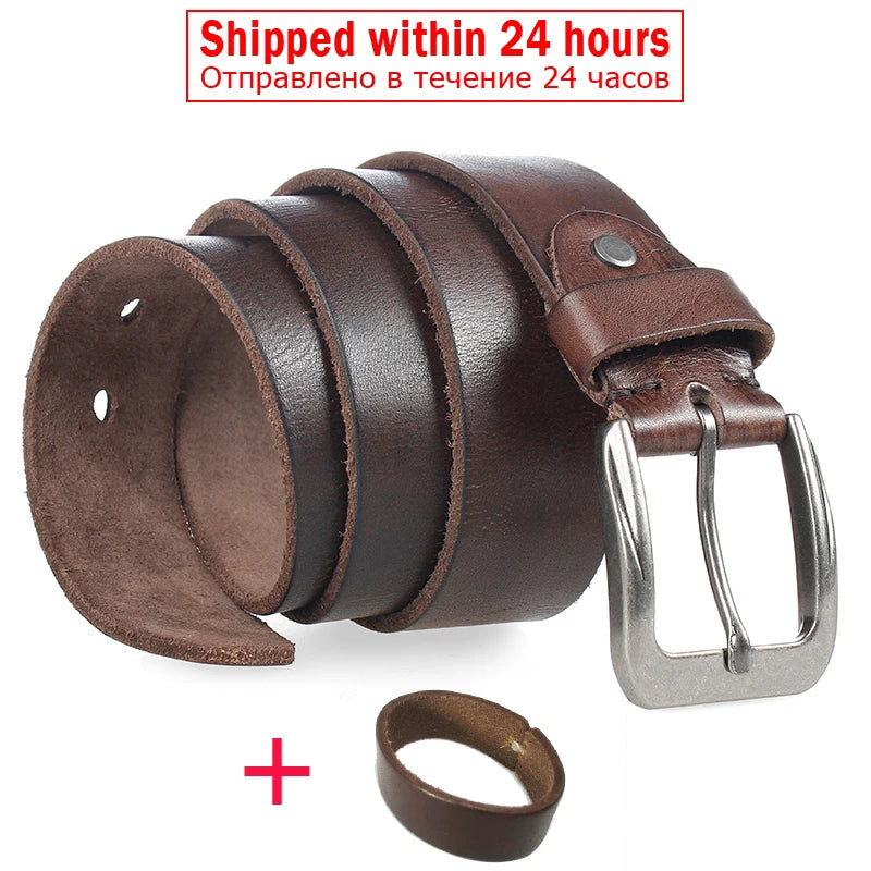 Cinturón de cuero de alta calidad para hombre MEDYLA, diseño vintage con hebilla de espiga, cinturón de piel auténtica de vaca original