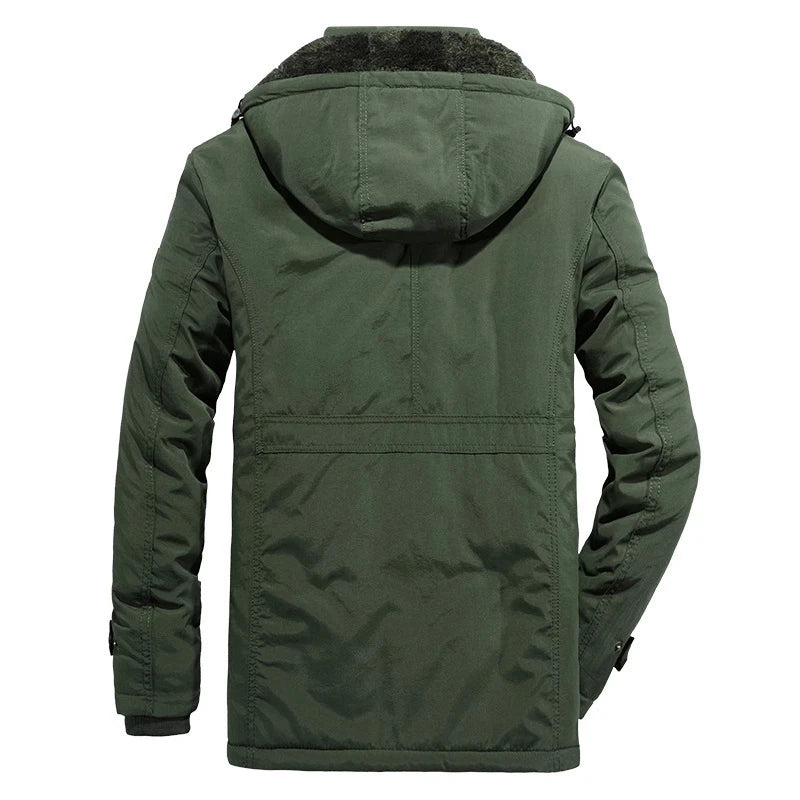 Big Size Multi-Pocket Men's Winter Jacket Fleece Linning Outdoor Parka Coat Hooded Windbreaker Military Thick Warm Outerwear