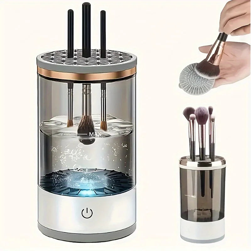 Limpiador de brochas de maquillaje alimentado por USB, inodoro, sin batería, accesorio esencial de belleza, lavadora y secadora de brochas, listo para usar