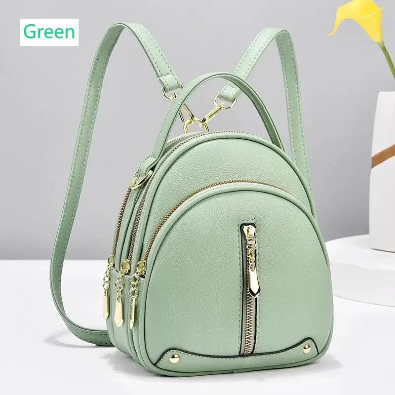 Lightweight Small PU Leather Backpack for Women 3-Way Convertible Crossbody Bag