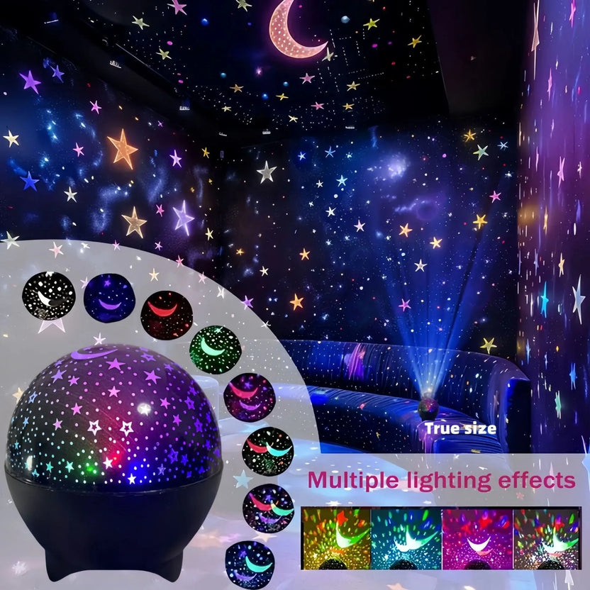 RGB nattlampa LED-projektor stjärnhimmel måne galax projektionslampa 5V USB för barn present julklapp rumsdekorationer