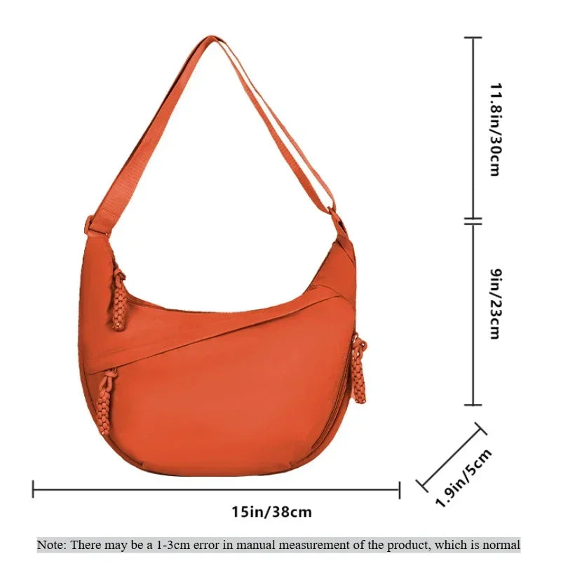 Trendy Women's Soft Cloth Shoulder Bag Solid Color Student Casual Style Big Handbags Crossbody Bags for Women Shoulder Hobos Bag