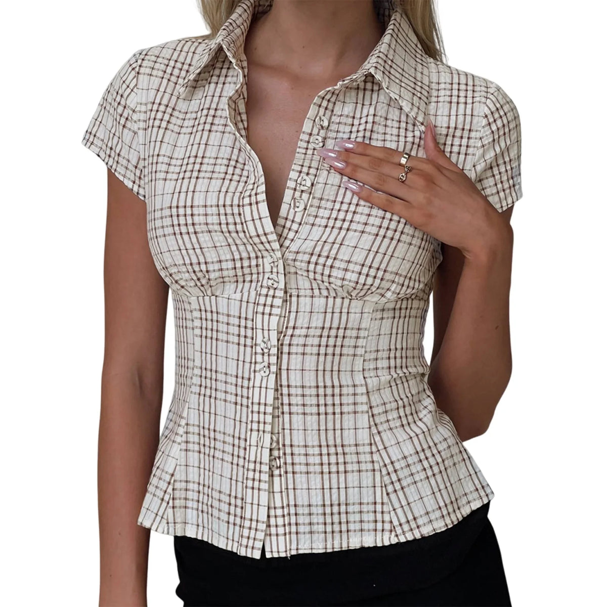 Chemise femme cintrée blanche en coton et polyester