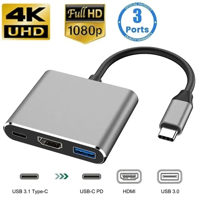 Hub USB-C 8 en 1 3.1 con HDMI 4K, RJ45, lector de tarjetas SD/TF y carga PD