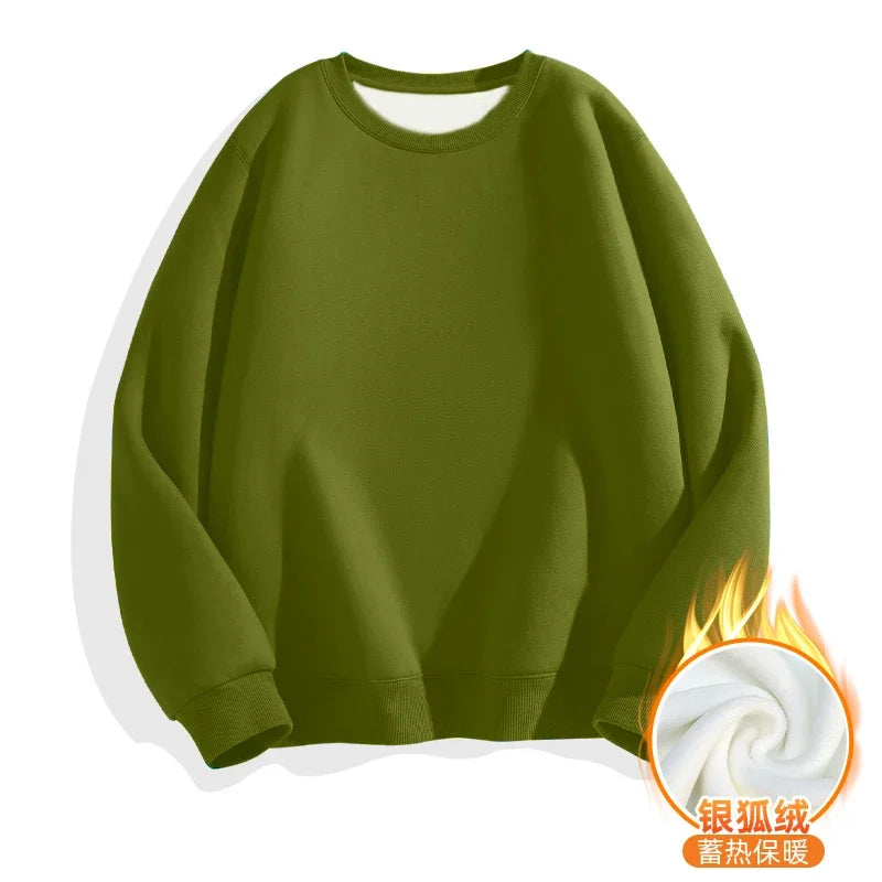 LEGIBLE Autumn Winter Woman's Hoodies Oversize Female Loose Solid Thicken Fleece Warm Women Sweatshirts Lady