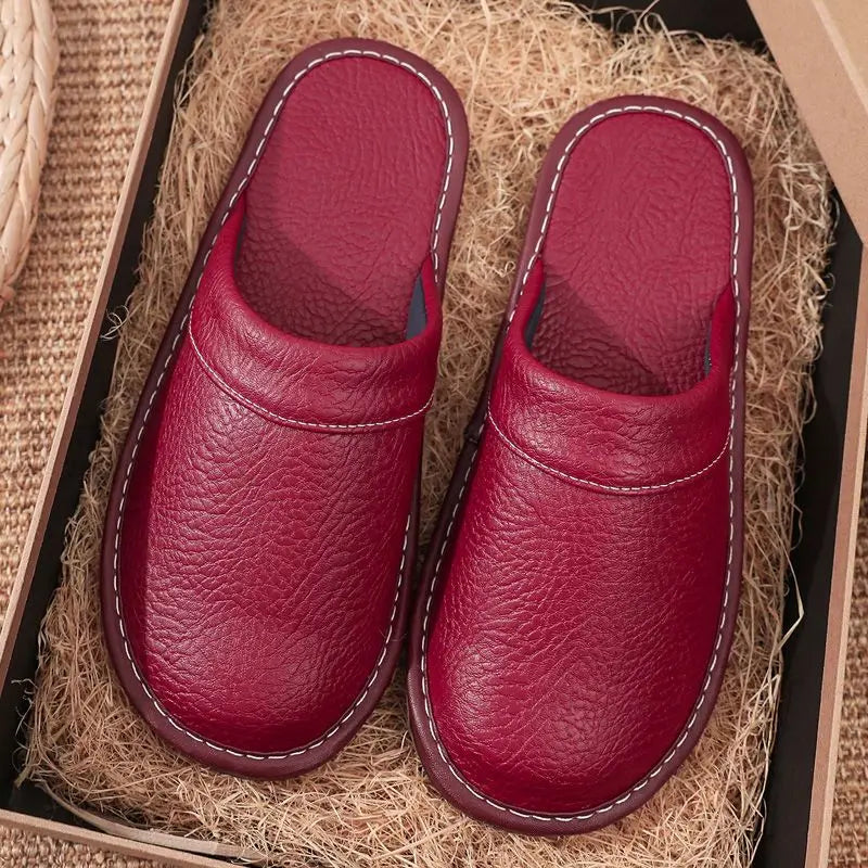 Vattentäta tofflor i konstläder för män, vintertofflor med päls för inomhusbruk, herrtofflor, tofflor för sovrummet, plus size 47 48
