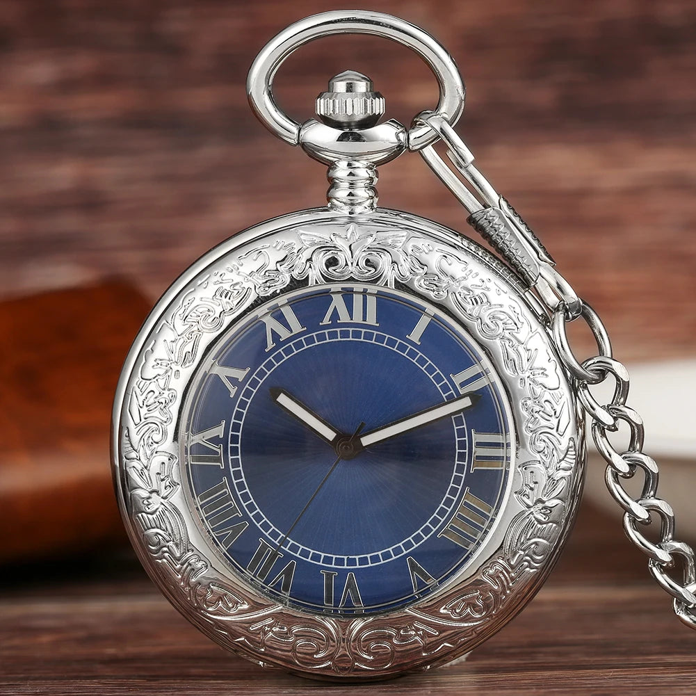 Reloj de bolsillo mecánico automático Steampunk YISUYA con esfera azul