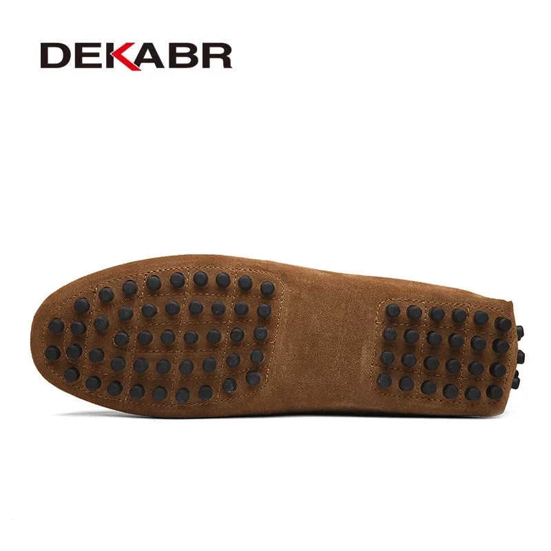 Mocasines de hombre DEKABR de talla grande 49, suaves, de alta calidad, para primavera y otoño, zapatos planos de cuero genuino para conducir, cálidos.