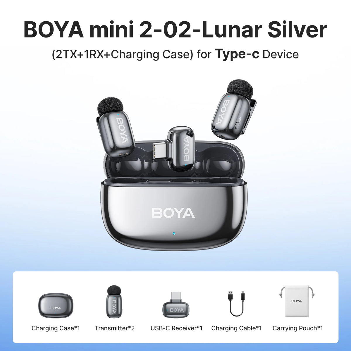 Micrófono de solapa inalámbrico BOYA Mini 2 con reducción de ruido por IA