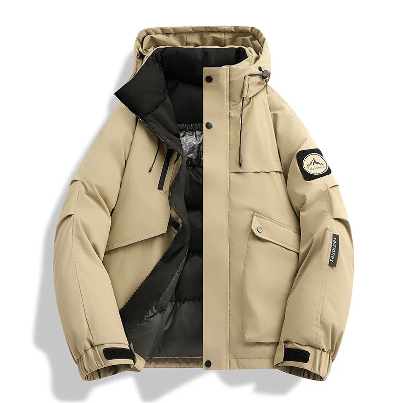 Men's Slim Fit Hooded Cotton and Polyester Winter Parka Jacket