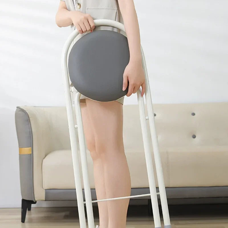 Bar High Footstool Foldable Modern Coffee Bar Counter Chair Arc Backrest Stool for Kitchen Indoor Garden Cafe Restaurant