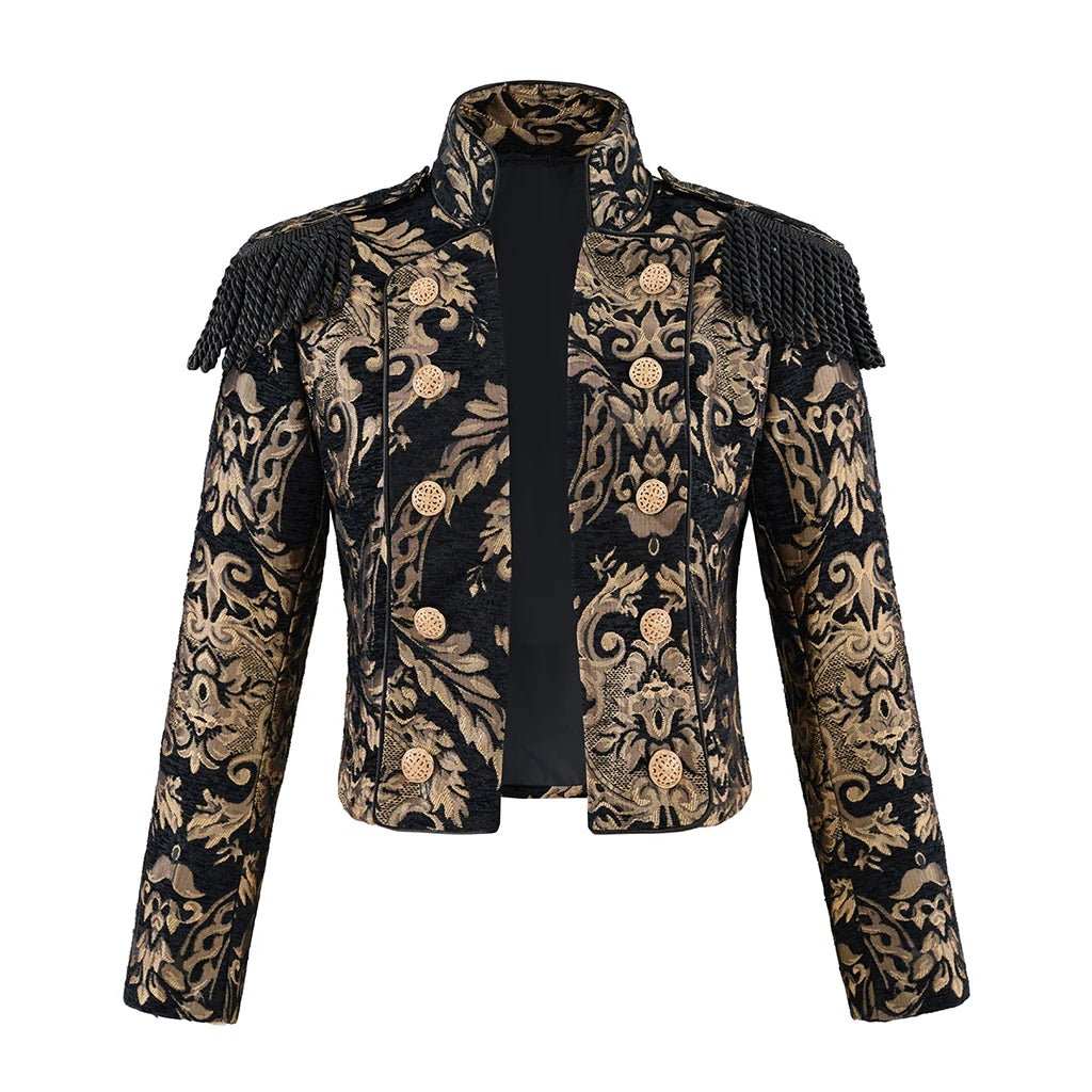 Victorian Women Renaissance Steampunk Brocade Colonial Jacket Set