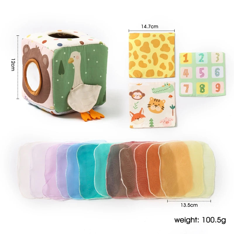Baby Montessori Toys,Magic Tissue Box,Educational Learning Activity Sensory Toys for Kids Finger Exercising Busy Board Baby Game