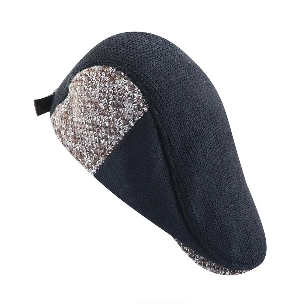 TOHUIYAN Knitted Wool Newsboy Caps for Men Retro Gatsby Hat Winter Warm Hats Male Bone Boina Golf Hats Duckbill Visor Ivy Caps