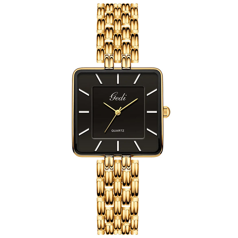 Relojes de pareja cuadrados, ultradelgados e impermeables, de acero inoxidable