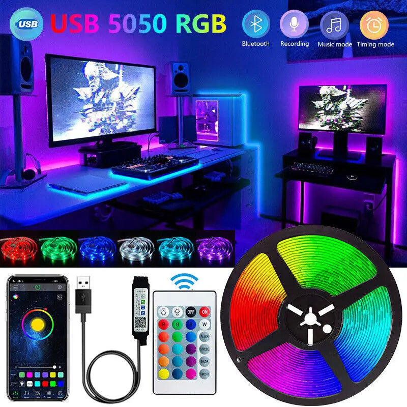 Tira de luces LED Bluetooth SMD 5050 flexible con control por aplicación