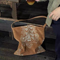 Vintage Bohemian Embroidery Suede Tote Bag for Women Large Capacity