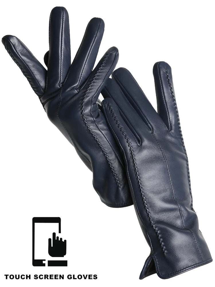 Damen-Lammfellhandschuhe Winter Warm mit Plüschfutter