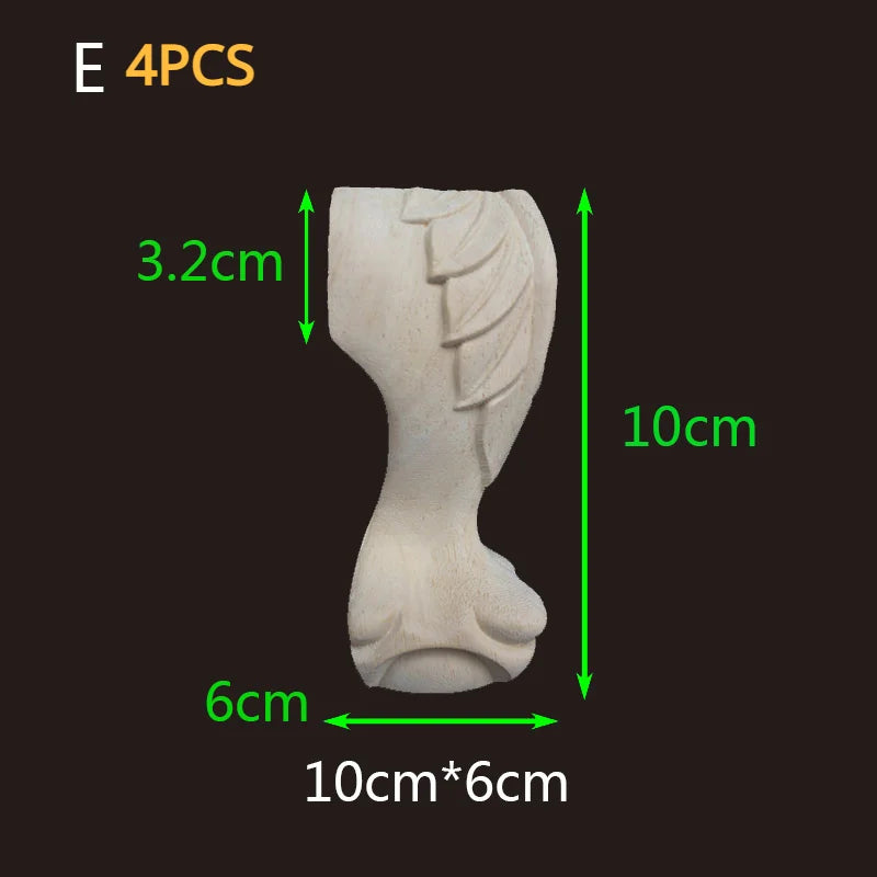 2-4pcs Wood Furniture Legs Sofa Couch Chair Ottoman Loveseat Coffee Table Cabinet Feet Bun Foot Wood Bend Appliques Onlays