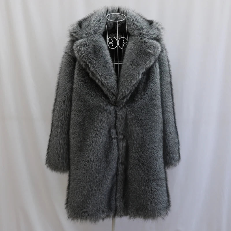 Men's Fur Coat Mink Fur Long Coat Plus Size Winter Thickened Warm Trench Coat